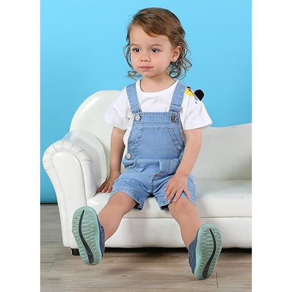 NWT KIDSCOOL SPACE Baby Unisex Jean Overalls Toddler Denim Shortall,Blue,2-3 Y - Picture 2 of 6